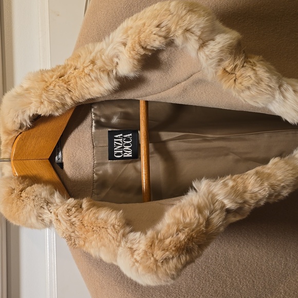 Cinzia Rocca Wool Coat with Chinchilla trim nwot - Picture 2 of 9